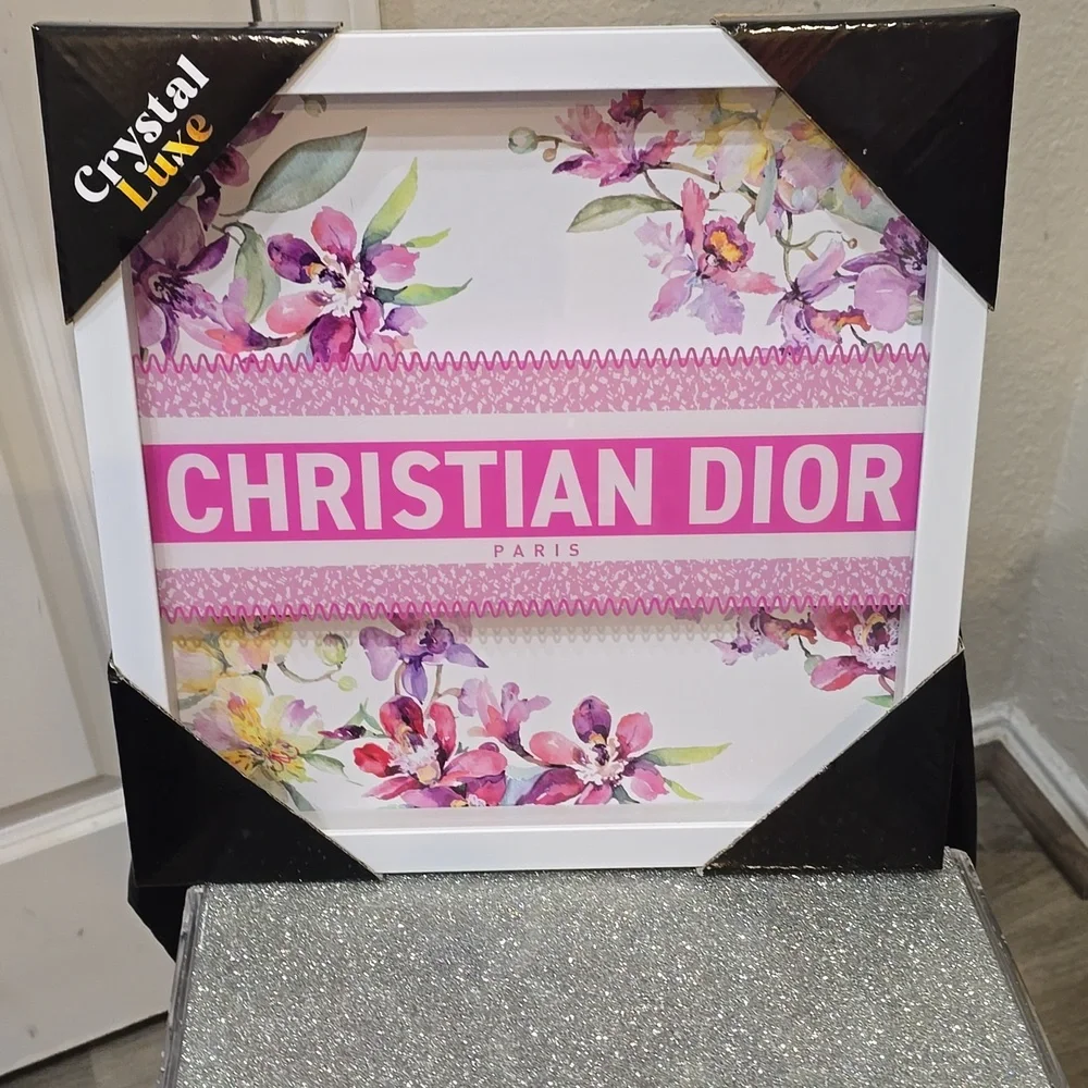 Crystal Luxe Christian Dior Paris Floral Framed Wall Decor - Picture 4 of 6
